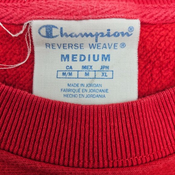 Vintage Champion Reverse Weave Red Sweatshirt Medium Embroidered Logo Crewneck - Picture 3 of 7